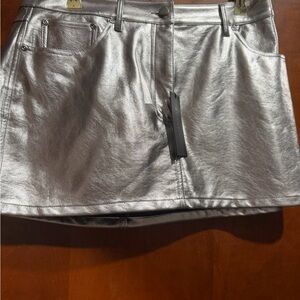 Gianni Bini Metallic Silver Mini Skirt
